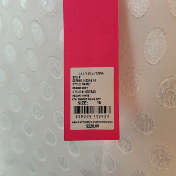 LILLY PULITZER Brandi Shift Dress in White Foil Printed Polka Dots Size 16 NWT - Picture 5 of 6